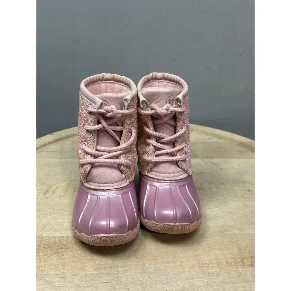 Adrienne Vittadini Bambini Boots Girls Size 6 Glitter Duck Rain Winter Shoes‎